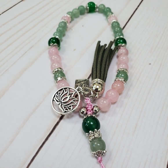 Aventurine and Rose Quartz Stone Beads Phone Strap - Picture 4 of 7